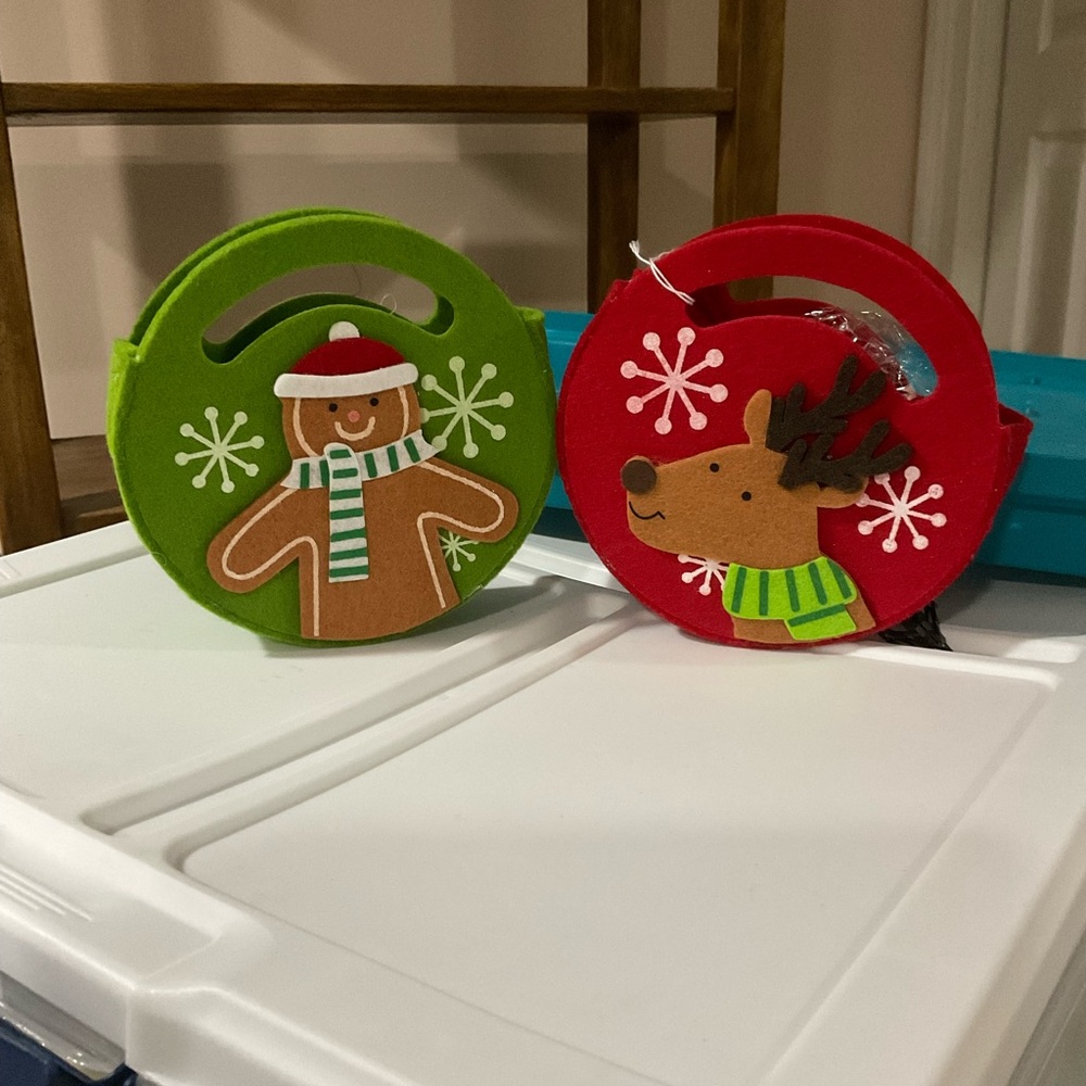 Festive Felt Gift Bags with Gingerbread and Reindeer